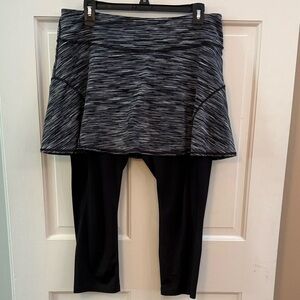 tek gear Black Skirted Leggings with Gray Space-Dye Overlay Petite XL